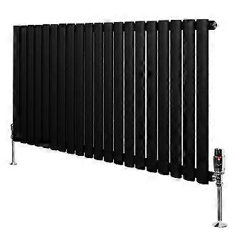 Oval Single Column Radiator 600mm x 1200mm & TRV Chrome Valves Modern Designer Single Panel Central