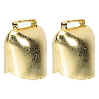 Goldene Metall-Viehglocken zur Dekoration, 2 Stück, robuste Retro-Glocken für Haustierhalsbänder