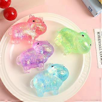 Sød Glitter Cow Squishy Legetøj, TPR Langsomt Rising Stresslindrende Klemlegetøj, Kawaii Dekompressionslegetøj til Børn og Voksne