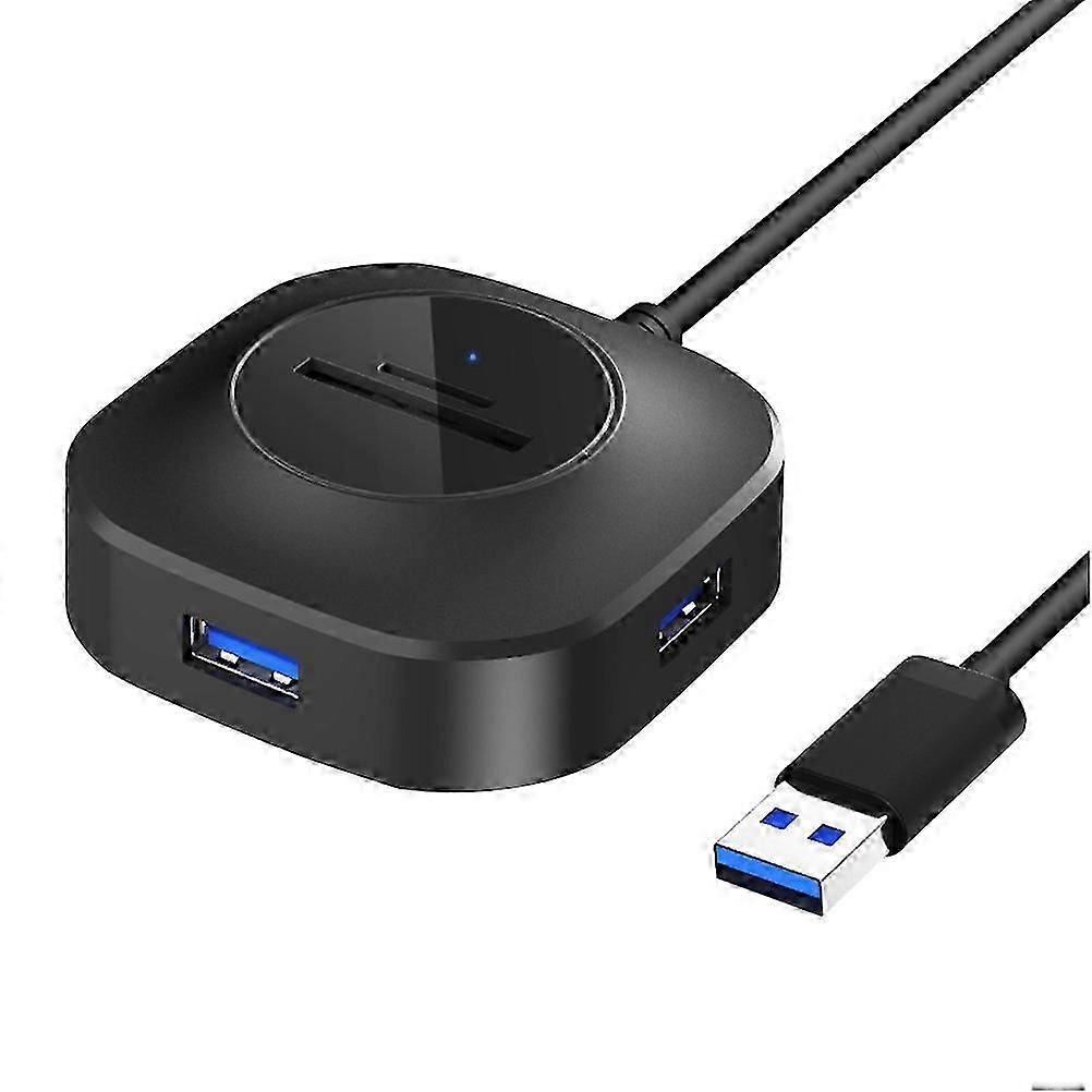 USB Hub Multi-Function USB Adapter for Laptop Computers 1Pcs Black ABS