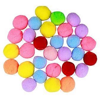 30 Pcs Colorful Plush Cat Ball Toy Kitten Pompoms Elastic Ball Plush Cat Ball for Pet Playing (Assorted Color)