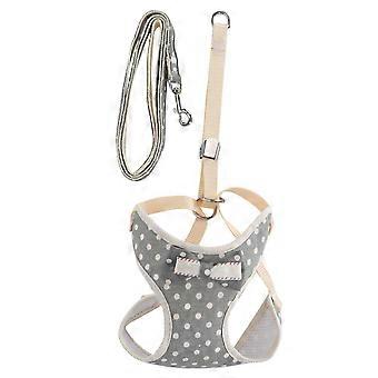 Breathable Cat Vest Harness with Adjustable Leash Pet EscapeProof Walking Vest Strap(Gray Dots S (Fit for 13kg))