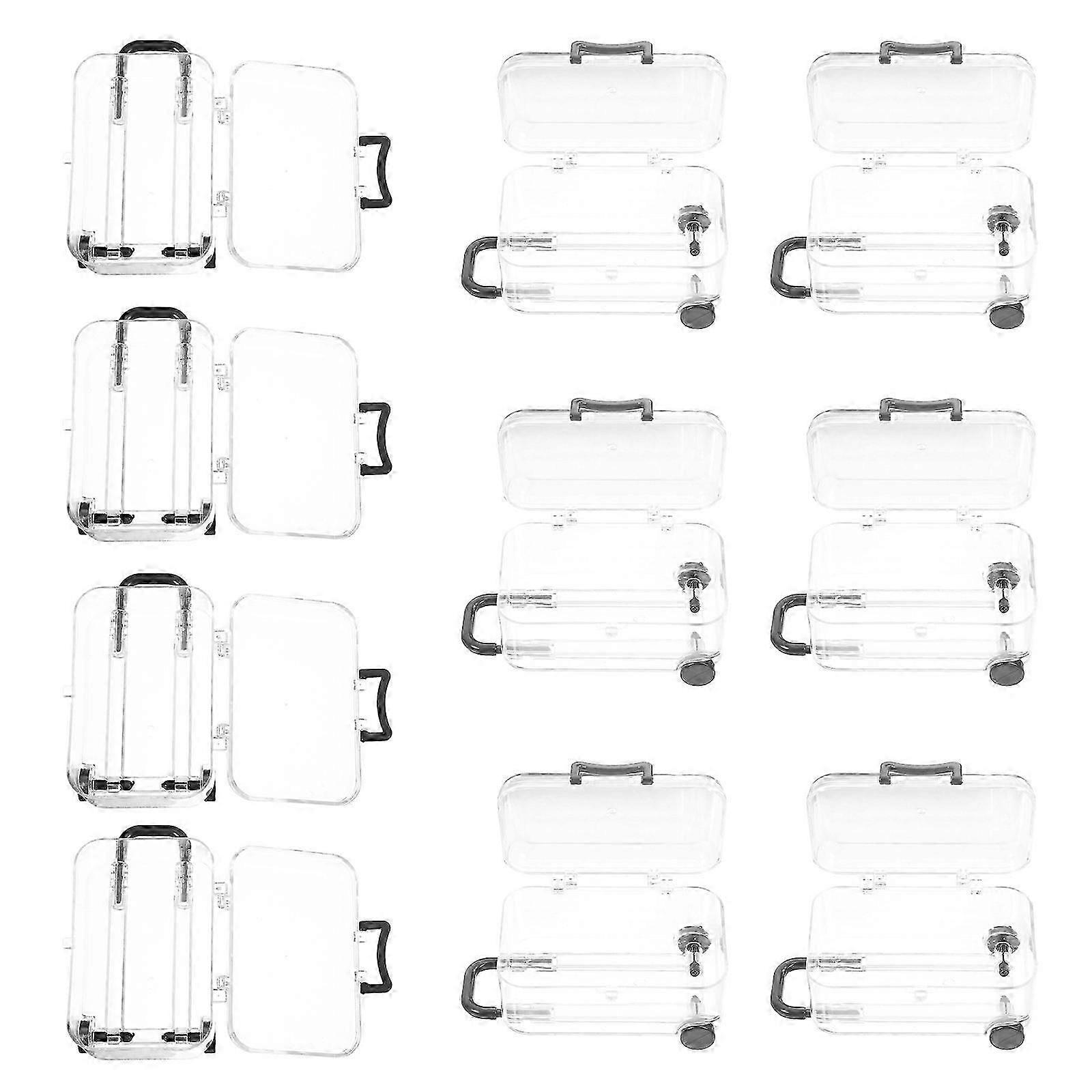 Mini Transparent Suitcase Packing Box for Storage Use 12Pcs Black Plastic