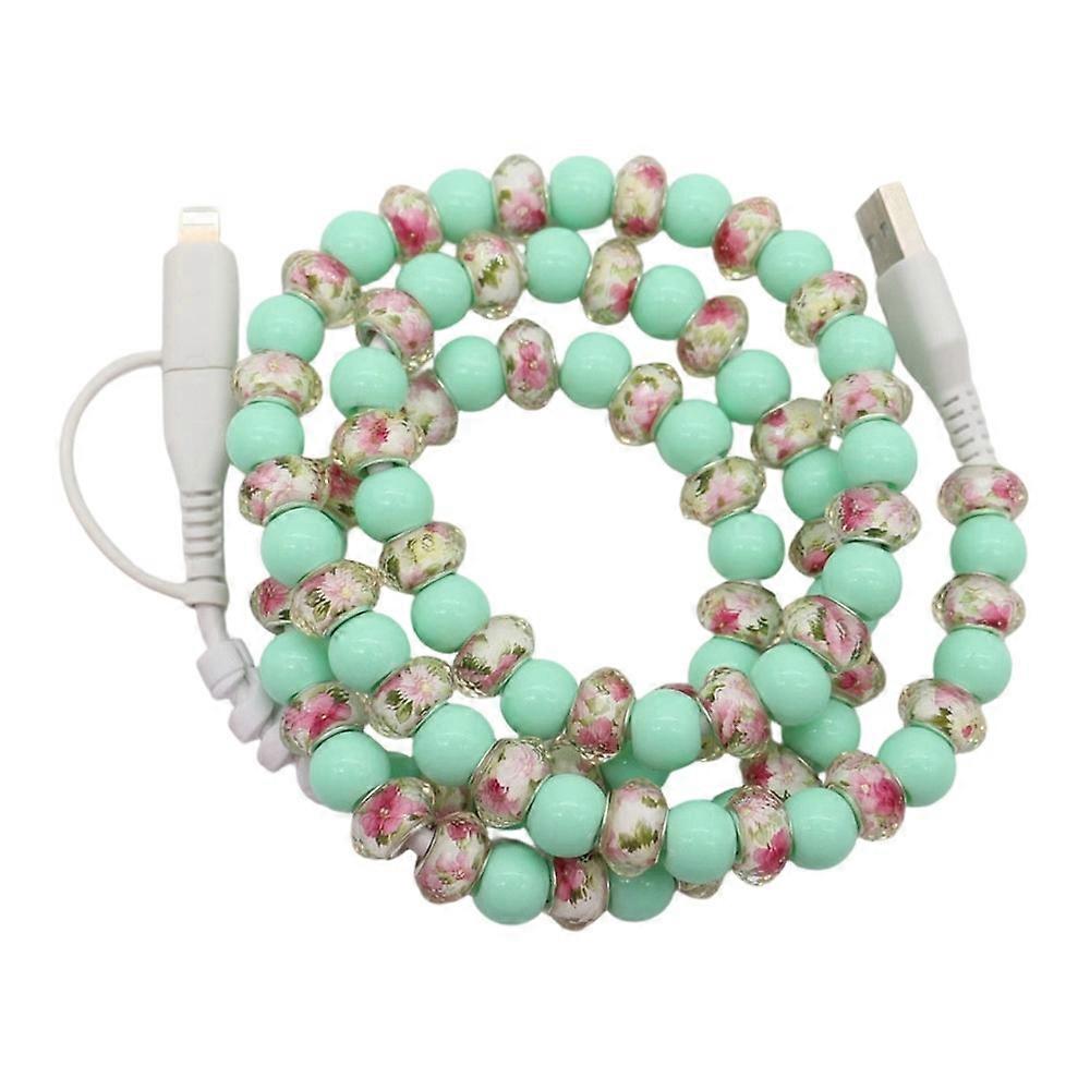 2 in 1 Type-C + iP 12W Charging Cable 1m Handmade Beaded Data Cable Compatible For iPhone iPad Android