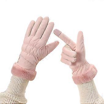 1 Paar Damen-Fahrradhandschuhe, wasserdicht, winddicht, mit Touchscreen-Funktion, fleecegefüttert, warm, dick, mit vollen Fingern, für den Winter, Outdoor, kaltes Wetter, Thermohandschuhe
