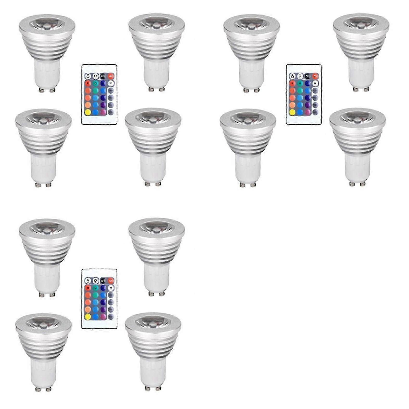 12pcs GU10 Bulbs and 1remote Control with Memory Function 4dynamic Lighting Modes Spotlight 17colors Changeable