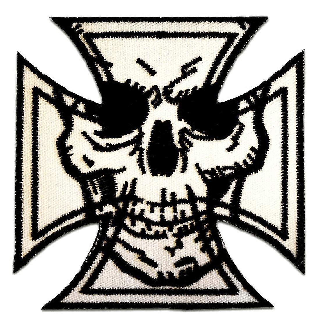 Patch / Iron-on patch - Chopper Cross Biker - white - 7.7 x 7.7 cm - patch patch