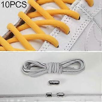 Elastic No-Tie Shoelaces with Metal Buckles-10 Pairs in Grey Grey