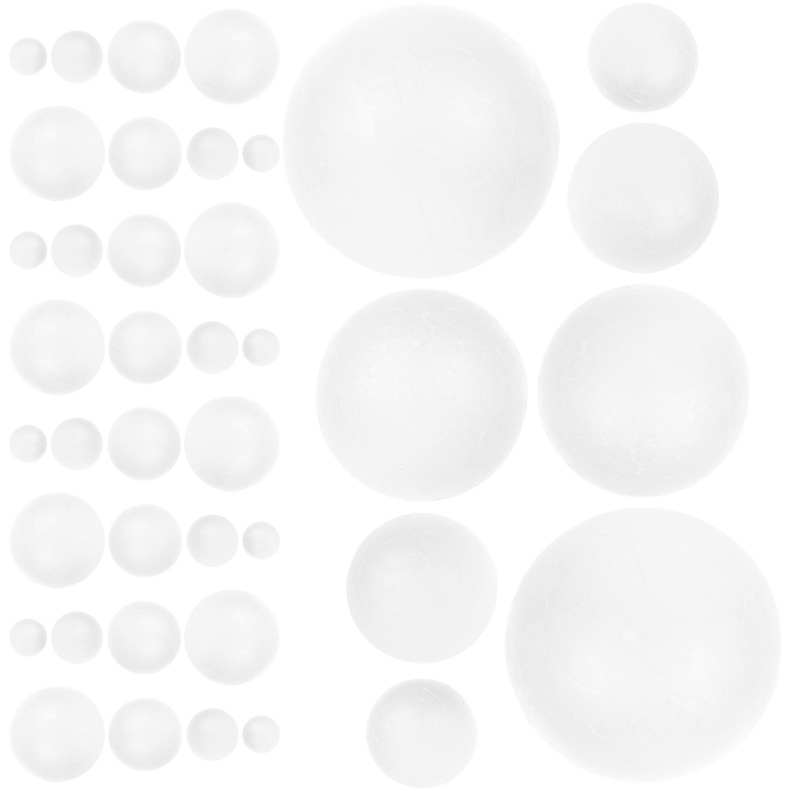 White Solid Foam Balls for Decoration 110Pcs Assorted Size Craft Balls
