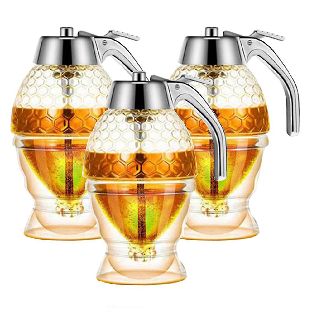 Honey Dispenser, No Drip Syrup Container with Stand, Beautiful Shaped Honey Pot, Syrup Sugar Contai