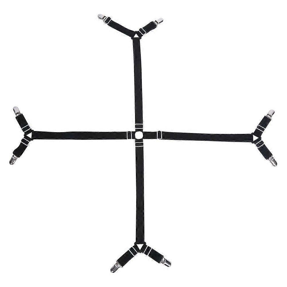Elastic Bed Sheet Straps Black  Adjustable Nylon Sheet Fasteners for Secure Sheet Holding