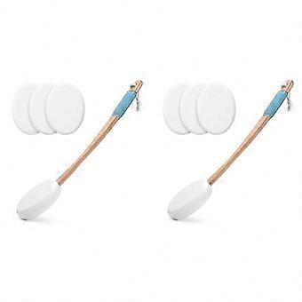Back Lotion Applicator for Seniors, 8 Replaceable Pads, 2 Long Handles, for Back & Feet
