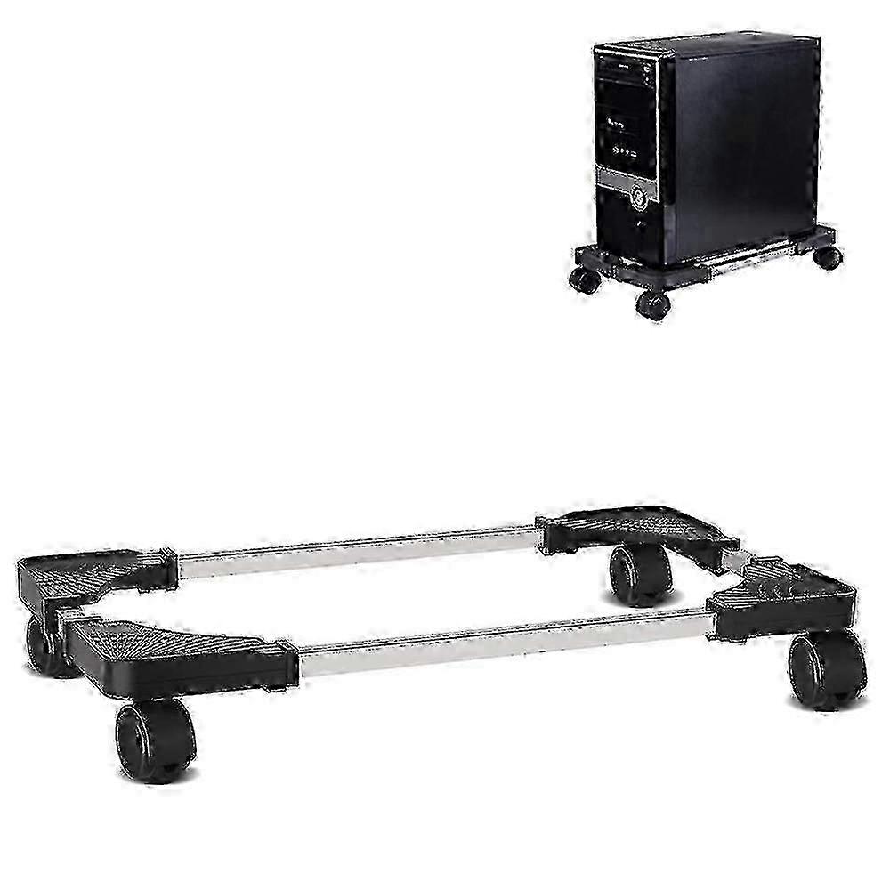 Pcs Mobile Cpu Stand Adjustable Computer 4 Caster Wheels Fits Pc (black) 2025