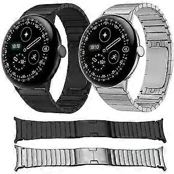 Stainless Steel Watch Band with One Bead Folding Side Release Buckle for 45mm Google Pixel Watch 4 / 3