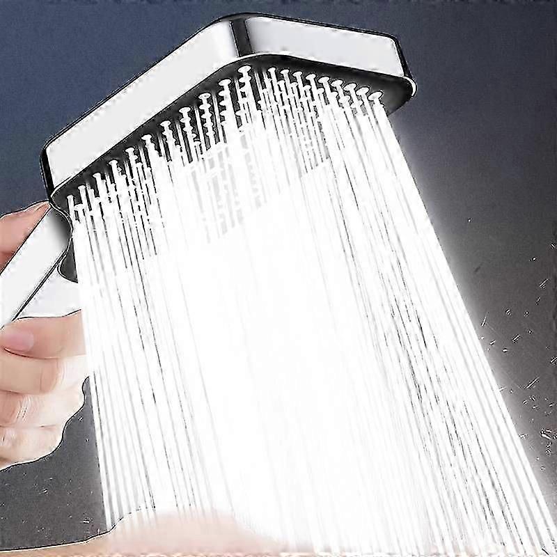Adjustable Square Button Shower Head, Wall Mounted Supercharged Spray for Household Use