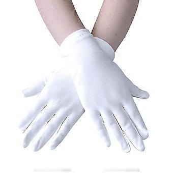 White Cotton Performance Gloves Soft Elastic Fit Reusable Breathable Lightweight Work Gloves White