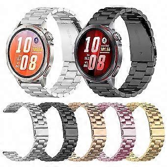 Stainless Steel Three-Bead Watch Band with Folding Clasp Compatible with Watch GT Runner 2