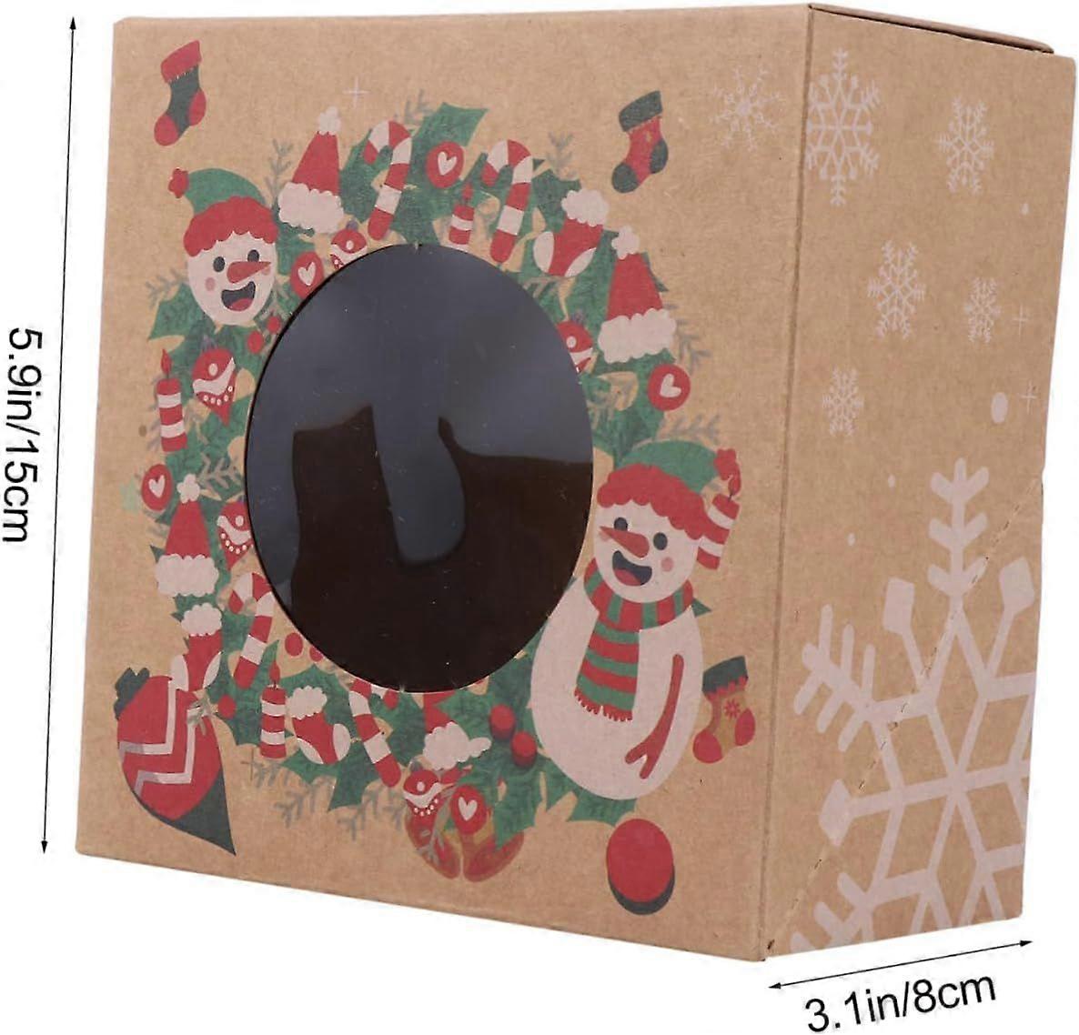 12Pcs Christmas Cake Boxes, Paper Dessert Packaging Boxes for Bakery