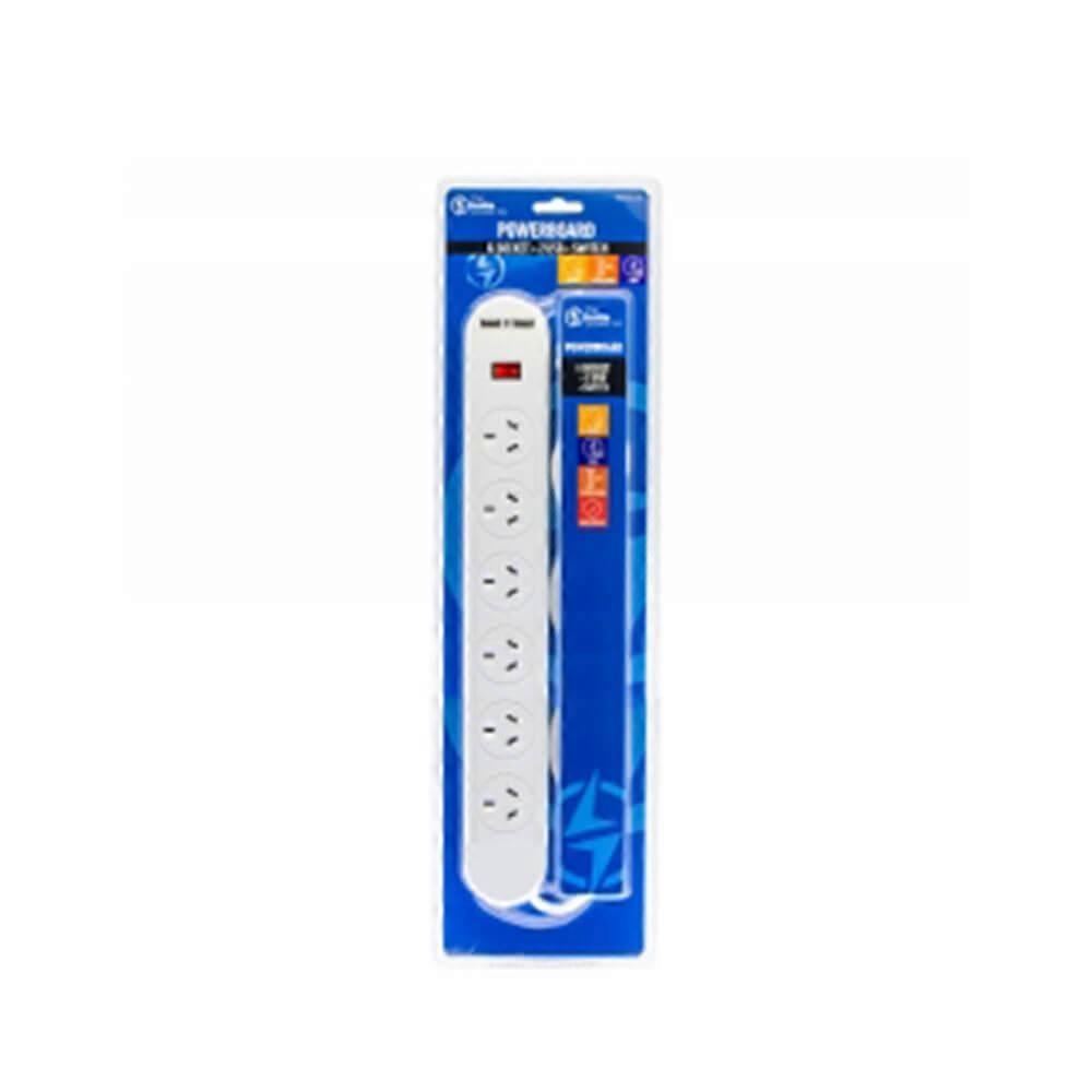 6 SOCKET The Brute Power Co. 1 Switch 2 USB Powerboard Overload Protection