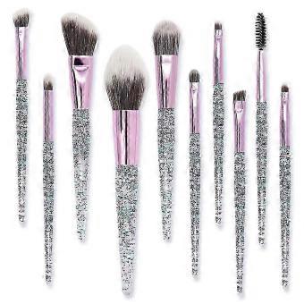 10 Pcs Crystal Makeup Brush Set, Synthetic Bristles for Eyeshadow, Foundation, Blush
