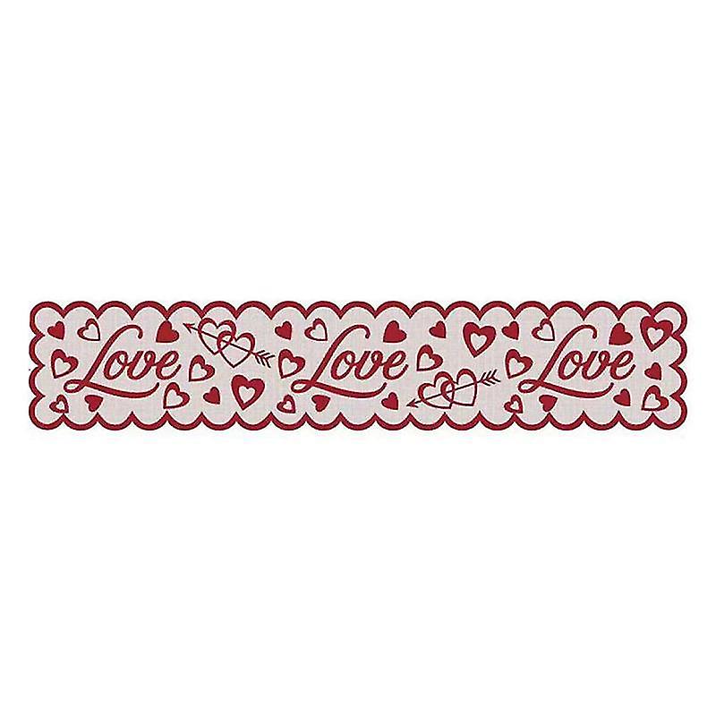 183X36cm Red Tablecloths 1pc Love Themed Table Cloth Delicate Lace Table Runner Desktop Adornment