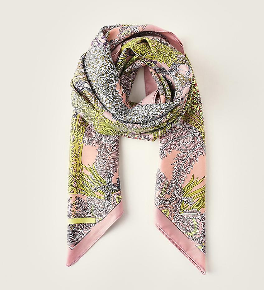 (pink) Printed Silk Scarf Retro Elegant Simulation Silk Scarf