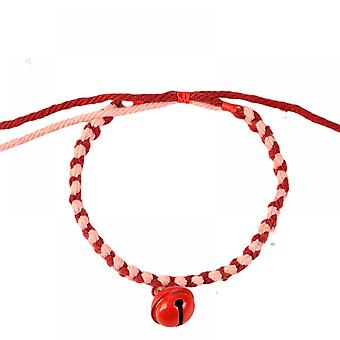 Pet Decoration Hand-woven Cat Collar Puppy Collar Cute( Red Bell)