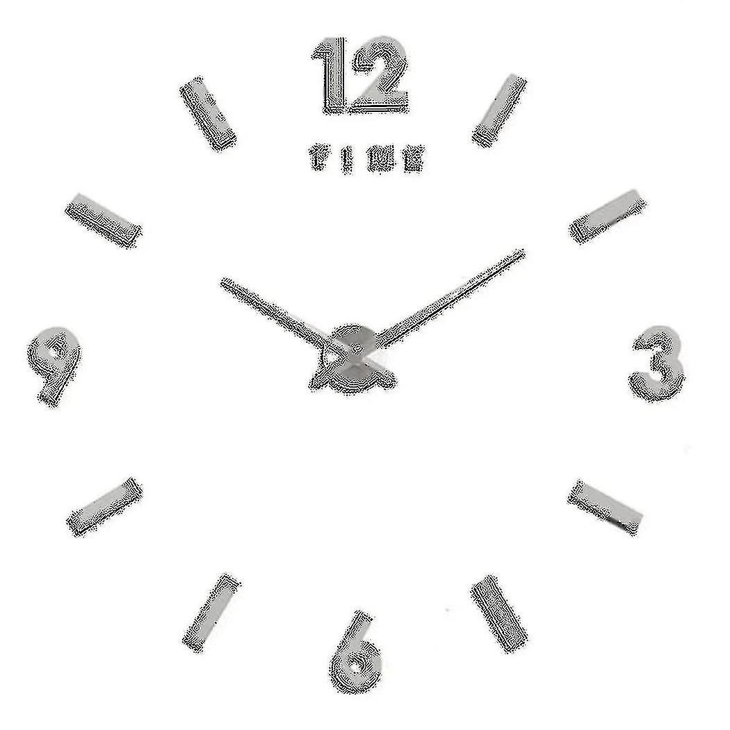 Wall Clock , Very Quiet 3d Mirror Design, Self-adhesive