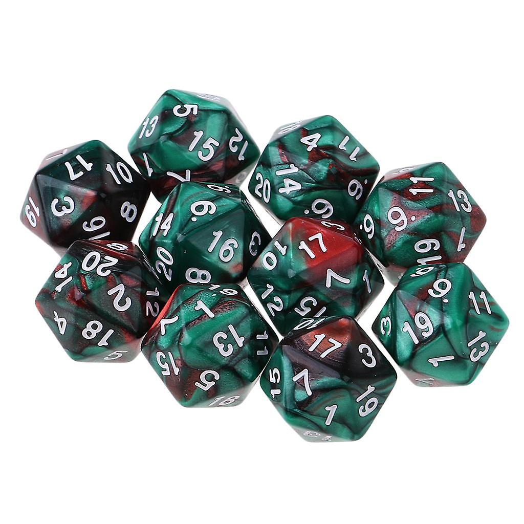 10pcs/set 20 Sided D20 Dice for TRPG Game   Green Coffee