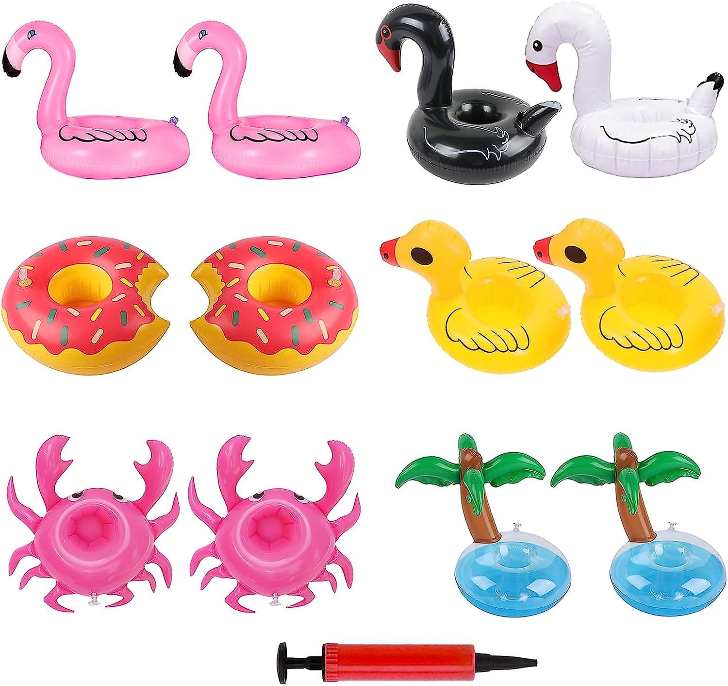 12 Pack Inflatable Drink Holders, Pool Floating Drink Holders, Inflatable Flamingo Cup Coasters for Pool Party