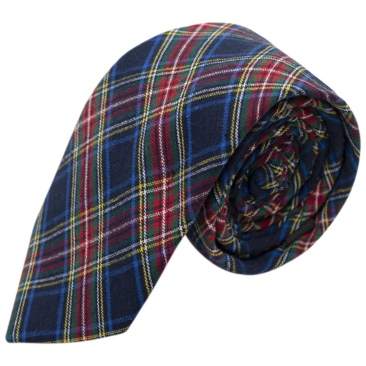 Traditional Navy Blue Tartan Tie