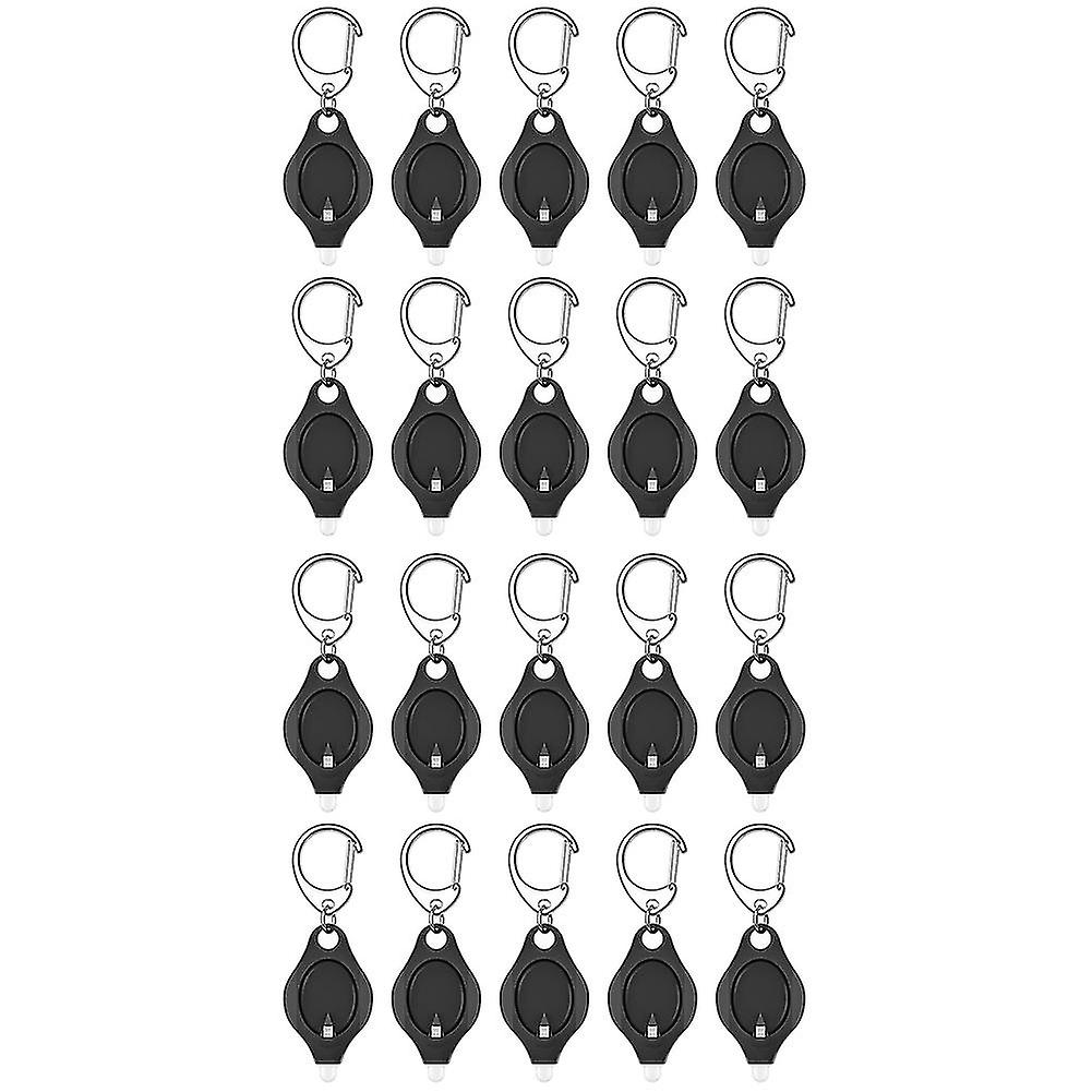 20 Pack Mini Keychain Flashlight Ultra Bright Led Key Ring Light Torch, Led Keychain Black