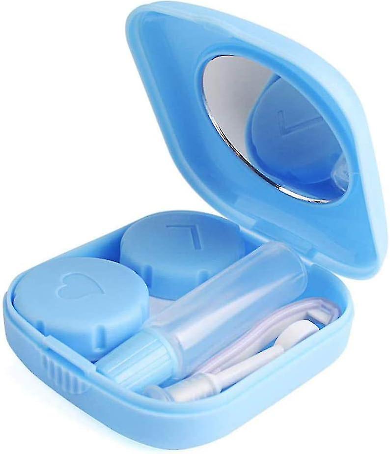 Mini Contact Lens Case,portable Colorful Travel Kit With Mirror Tweezer Stick Bottleblue