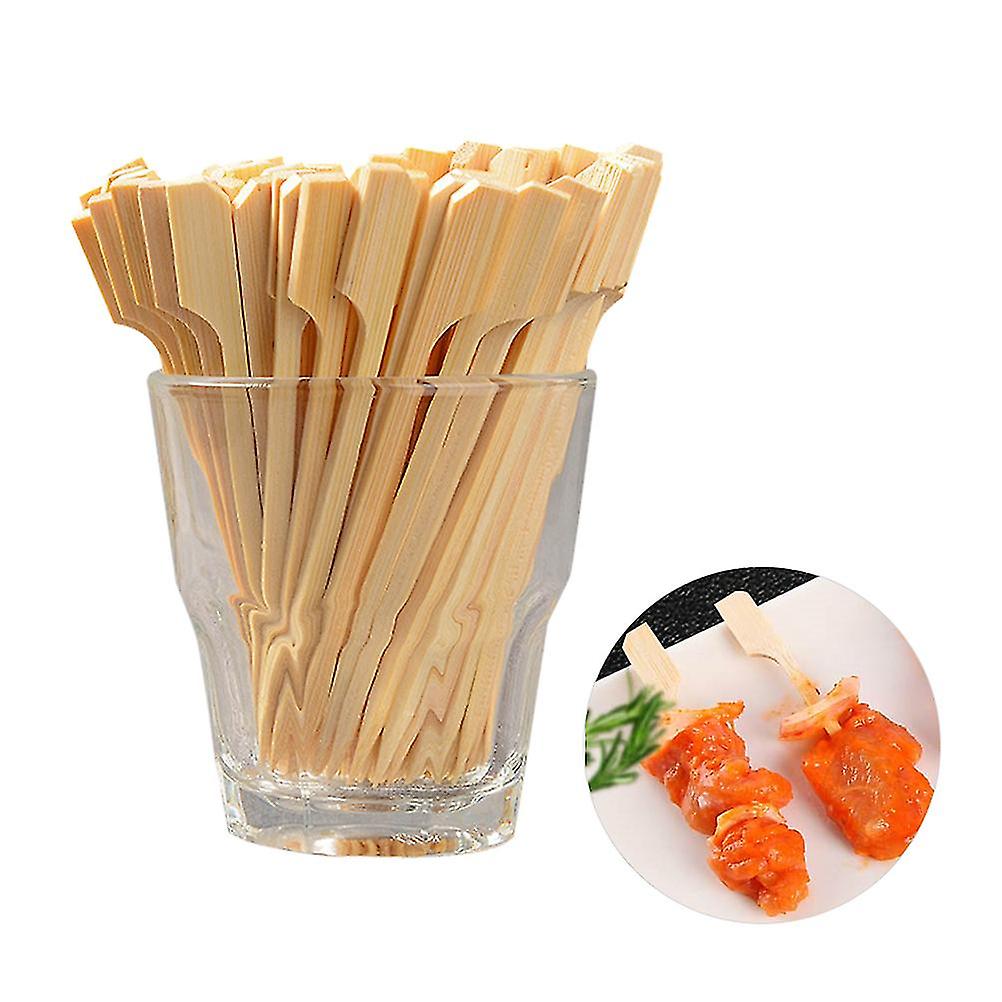 100PCS Bamboo Skewers for Barbecue Disposable Wooden Grill Sticks, Long Paddle Skewers for Party Cooking and Kabobs
