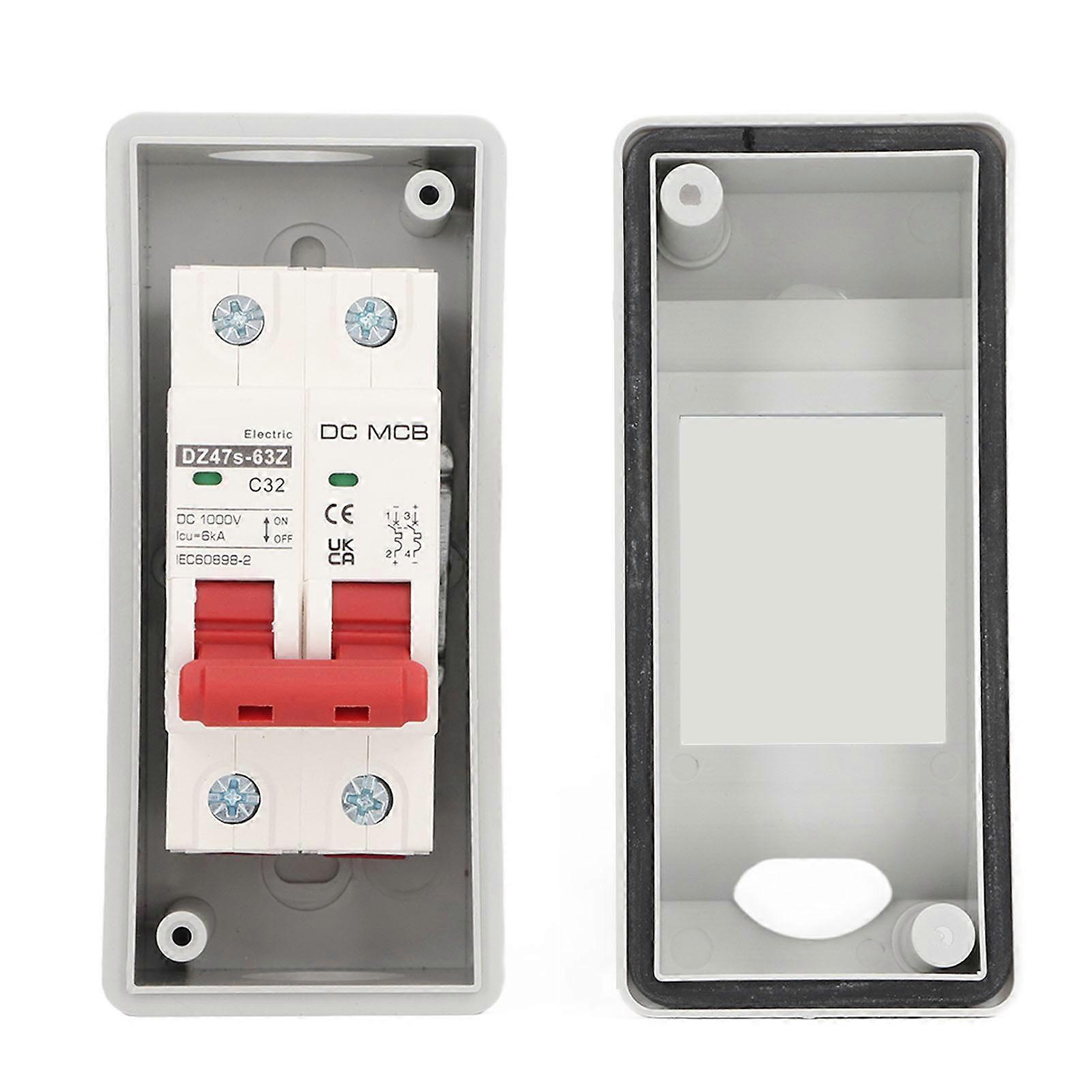 DC Miniature Circuit Breaker 2P IP65 Waterproof Transparent Cover 32A PV Circuit Breaker for RV 1000V