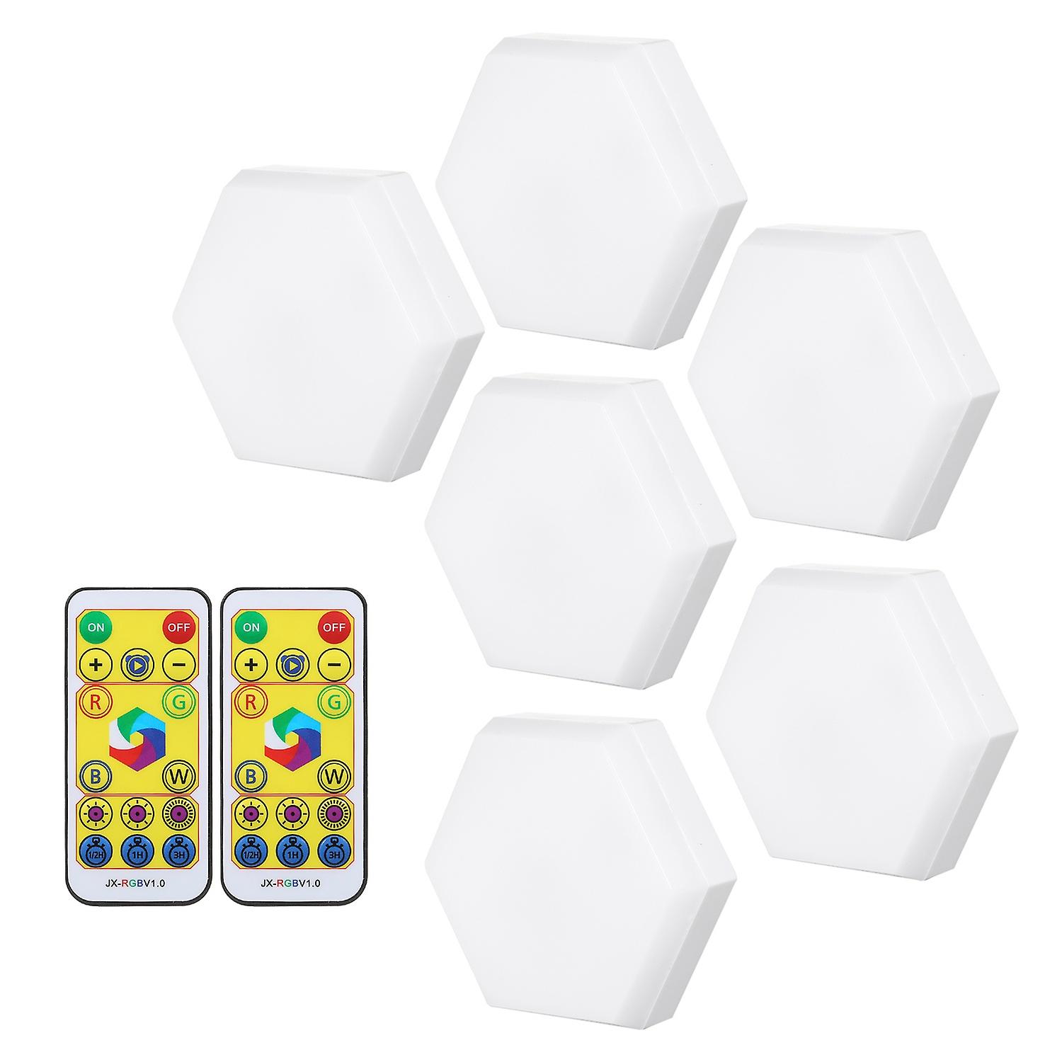 Neoglint 6PCS RGB Cabinet Light LED Color Changing Hexagon DIY Wall Lamp Touch Switch Remote Control