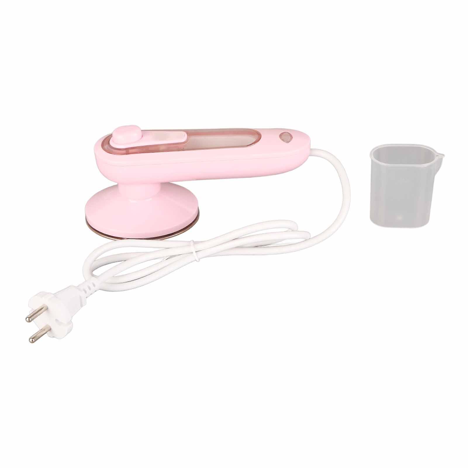Pink Portable Mini Steam Iron with 360° Glide and Spray, EU Plug