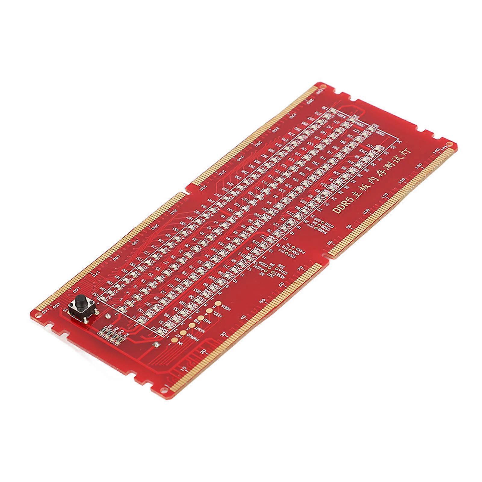 DDR5 RAM Memory Slot Tester Card with LED Lights Portable for PC Motherboard RAM Memory Maintenance Red