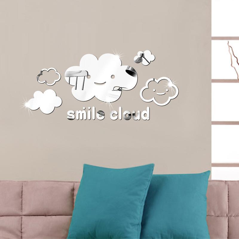 Wall Sticker Mirror Effect Cloud Removable Background Decoration for Home Bedroom