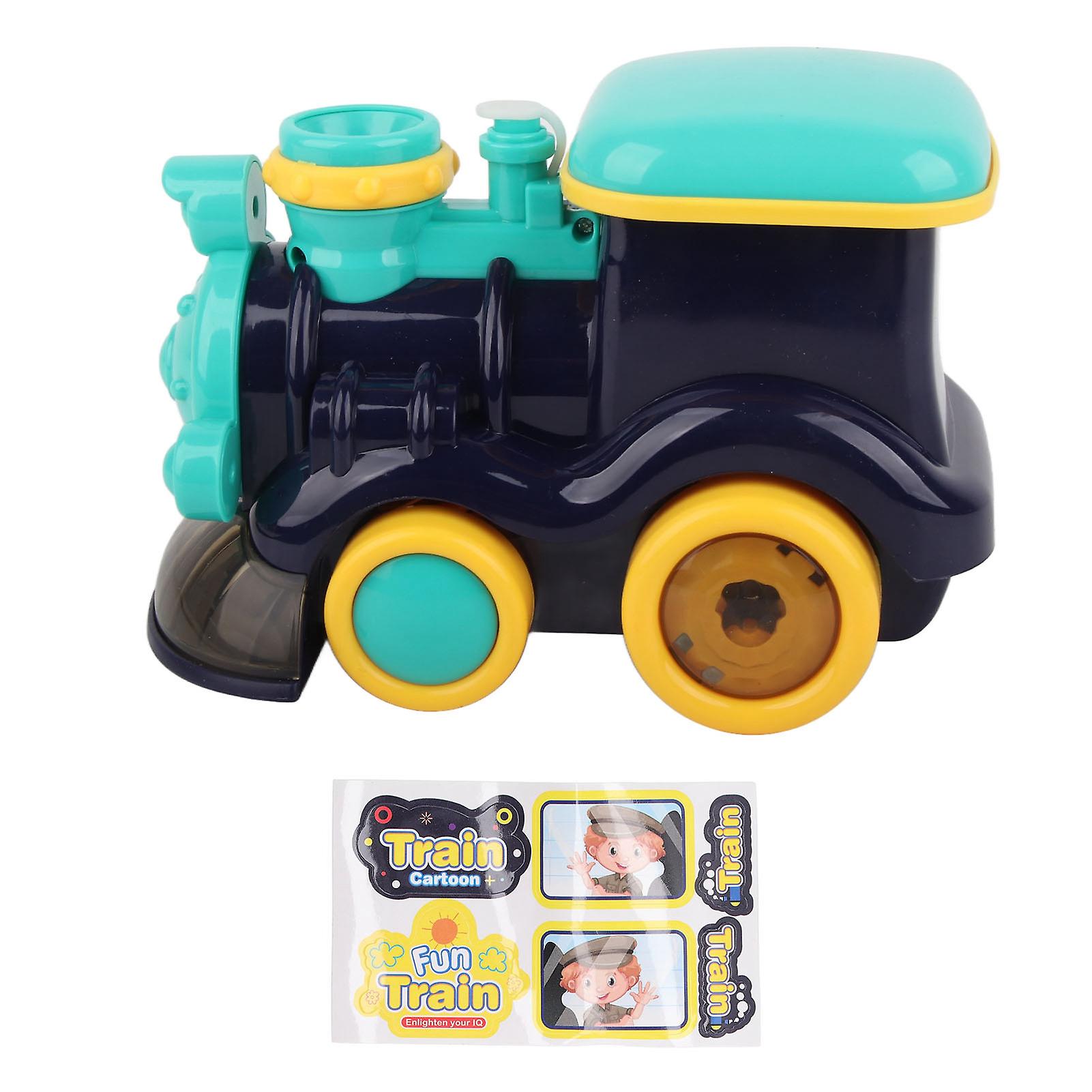 Battery-Powered Bubble Blowing Toy Train with Lights and Sound in Dark Blue