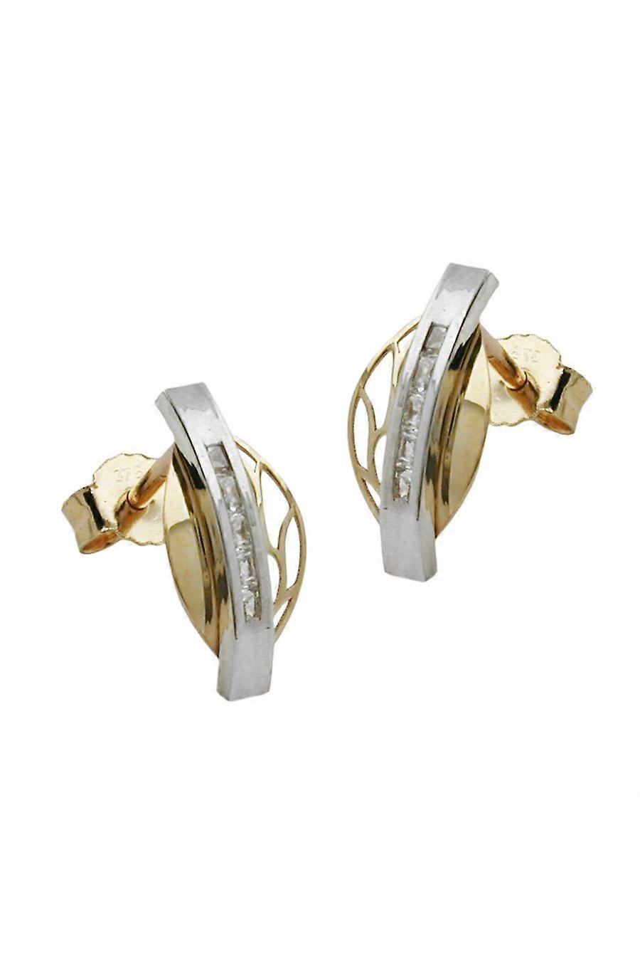 Stud Earrings Bi-coloured Zirconia 9k Gold - Gl431004