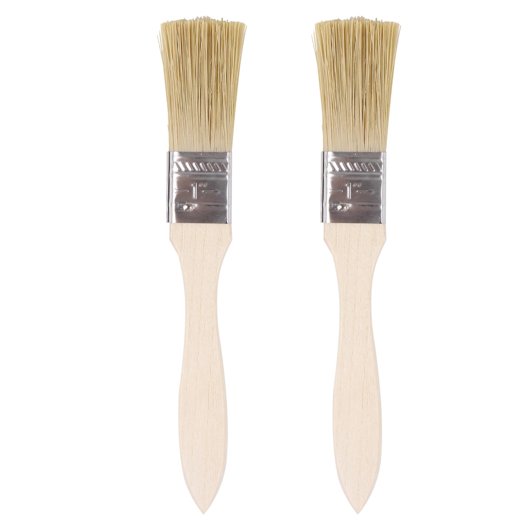2 Pcs Thickened Handle Paint Brush for Art Painting Tools 1 Inch Kit