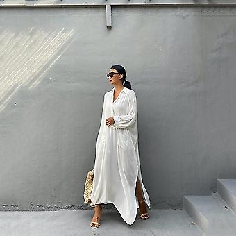 New Long Women Kaftan Beachwear V Neck Suncreen Bikini Cover Up ES10904