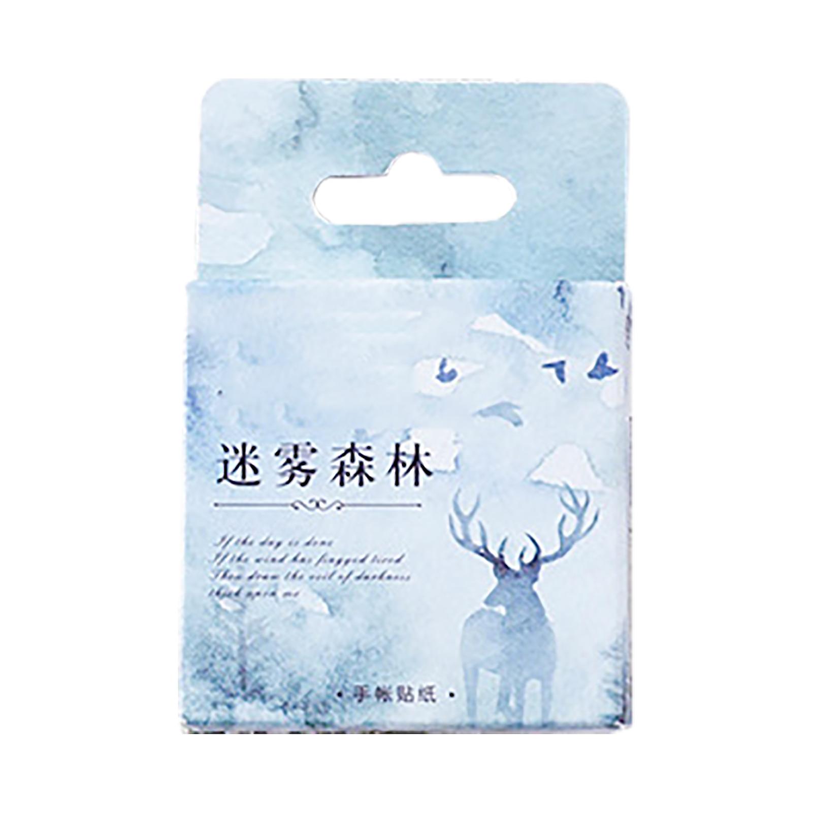 46pcs Handbook Stickers Misty Forest Theme Hand Painted Pattern Self Adhesive Handbook Decals for Albums Notebooks Journals