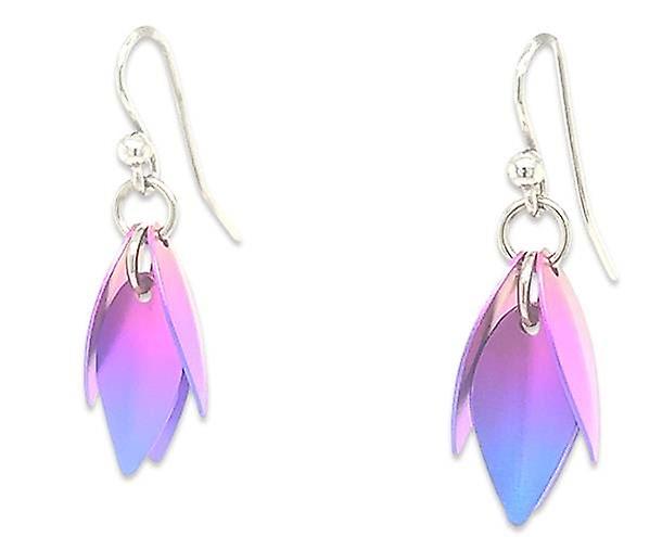 Ti2 Titanium Small Wild Orchid Drop Earrings - Pink