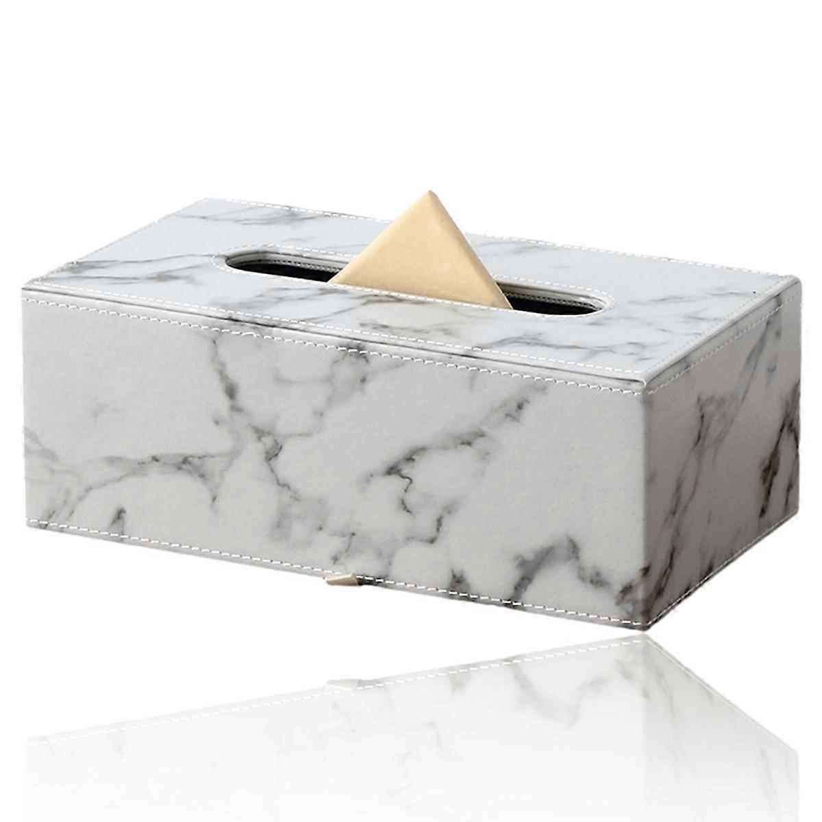 Rectangular Leather Tissue Box Cover - Stylish Tissue Box Holder with Magnetic Bottom, Decorative PU Tissue Box