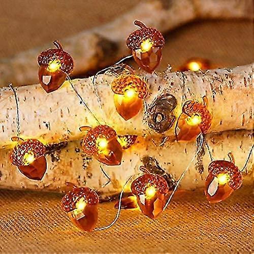 3 Meters 30 Led Acorn String Lights With 8 Flicker Modes, Waterproof Battery Powered Fairy Lights Decorative Light With Remote And Timer For Halloween
