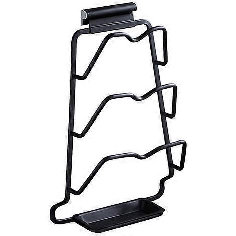 Wall bracket for saucepan lid, multifunctional storage rack for kitchen chopping board (black)