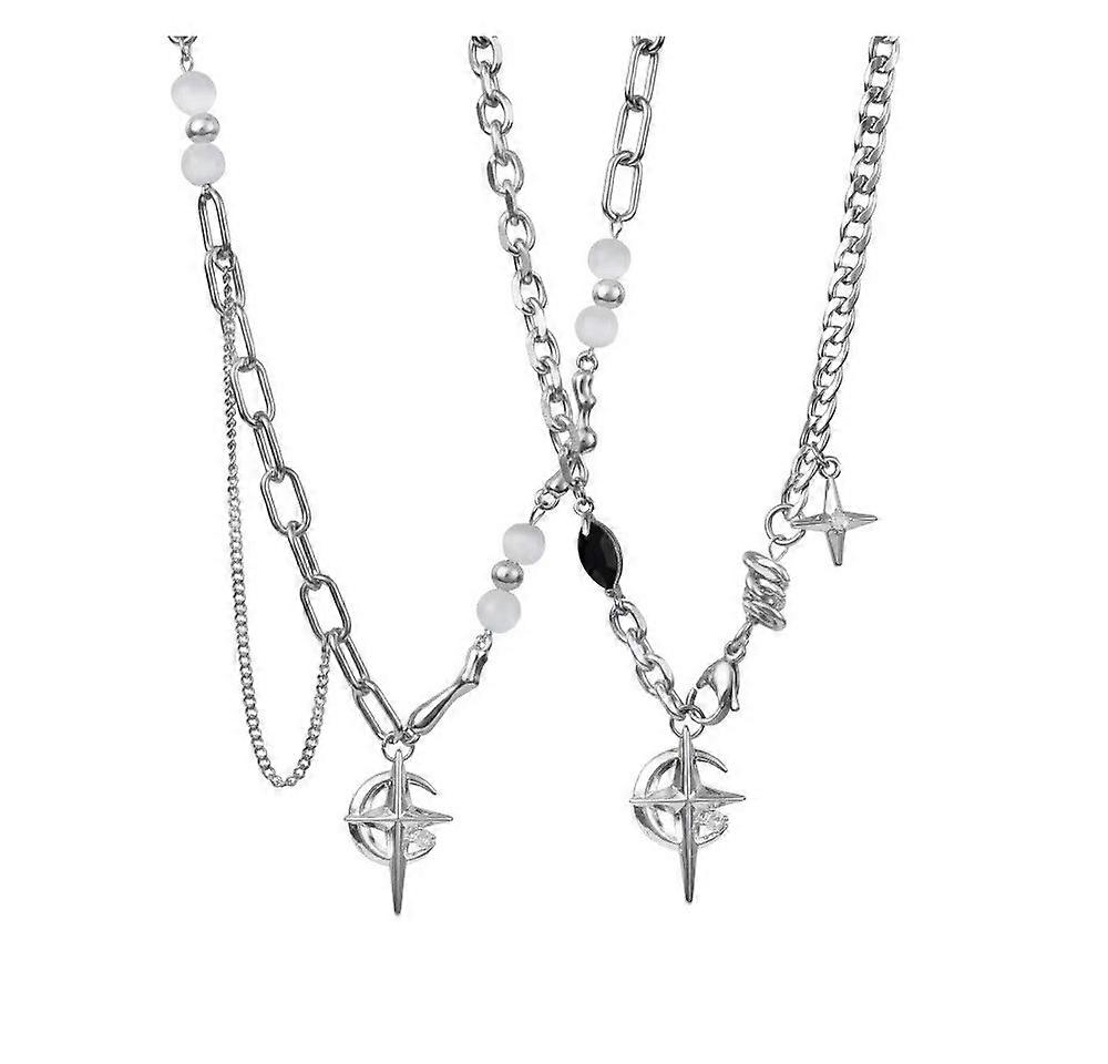 2pcs moda cristal lua&estrela colares pingentes colar