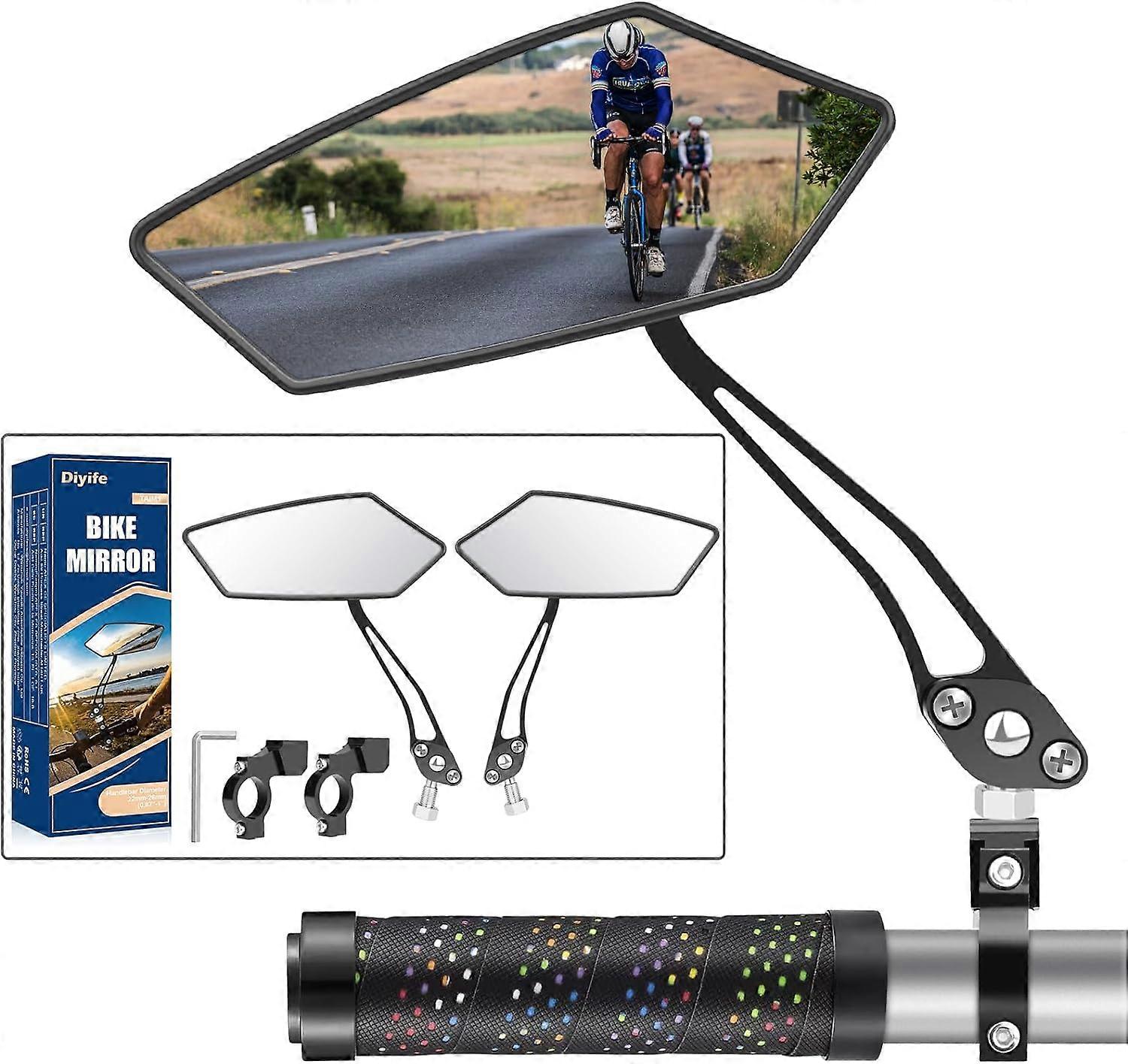 Bike Mirror, [2pc, Pair]  HD Wide Angle Large Bicycle Rear View Mirror, 360Adjustable Explosion-Pro